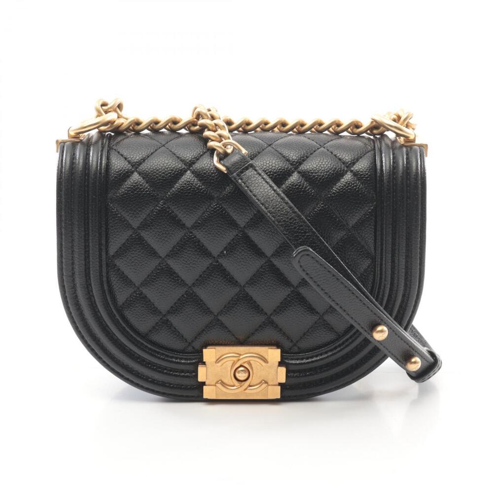 Chanel Boy Shoulder Bag Caviar Leather Grained Calfskin Black